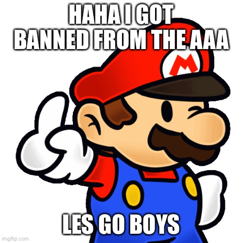 lmaooooooooooo niiiice | HAHA I GOT BANNED FROM THE AAA; LES GO BOYS | made w/ Imgflip meme maker