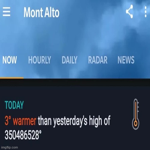 today = 350,486,531° | image tagged in r/softwaregore | made w/ Imgflip meme maker