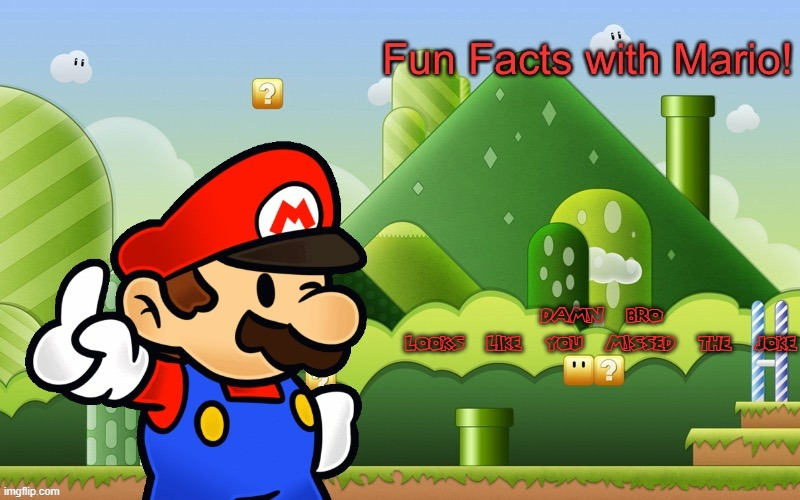 Fun Facts with Mario | damn bro
looks like you missed the joke | image tagged in fun facts with mario | made w/ Imgflip meme maker
