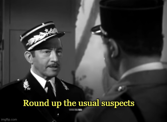 Round up the usual suspects | image tagged in round up the usual suspects | made w/ Imgflip meme maker