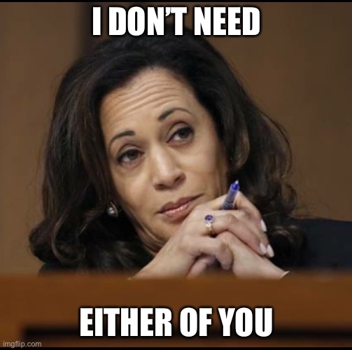 Kamala Harris  | I DON’T NEED EITHER OF YOU | image tagged in kamala harris | made w/ Imgflip meme maker