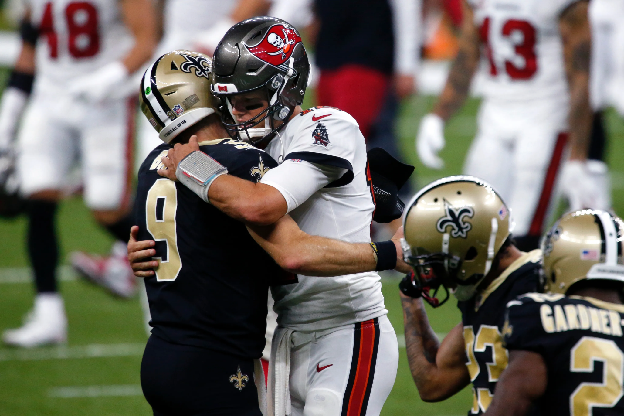 Brady-Brees Hug Blank Meme Template