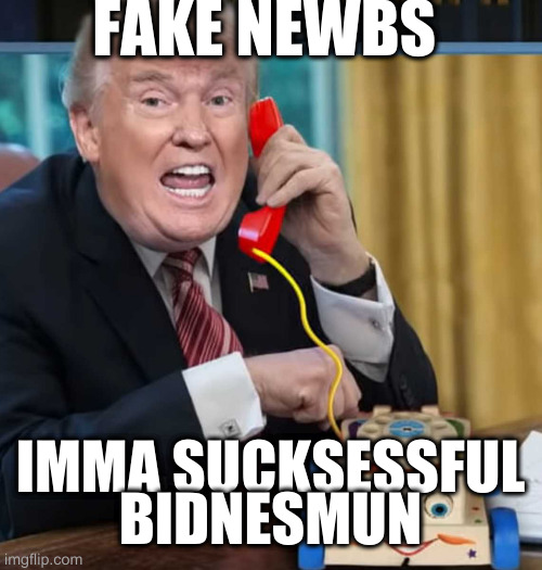 I'm the president | FAKE NEWBS; IMMA SUCKSESSFUL BIDNESMUN | image tagged in i'm the president | made w/ Imgflip meme maker