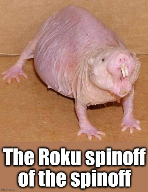 naked mole rat | The Roku spinoff
of the spinoff | image tagged in naked mole rat | made w/ Imgflip meme maker
