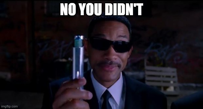 men in black meme | NO YOU DIDN'T | image tagged in men in black meme | made w/ Imgflip meme maker