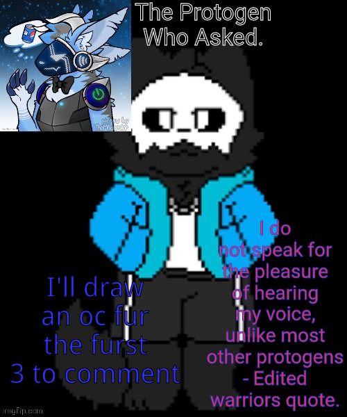 I just need a reference or description | I'll draw an oc fur the furst 3 to comment | image tagged in protogen template | made w/ Imgflip meme maker