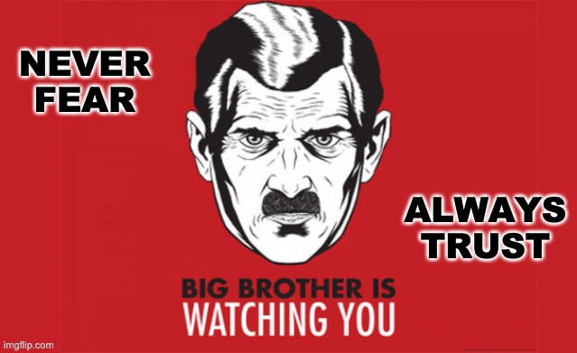 Big Brother is always watching you | ALWAYS TRUST; NEVER FEAR | image tagged in big brother is always watching you,memes,unfunny | made w/ Imgflip meme maker