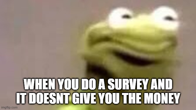 this happens TOO MUCH | WHEN YOU DO A SURVEY AND IT DOESNT GIVE YOU THE MONEY | image tagged in kermit the frog | made w/ Imgflip meme maker