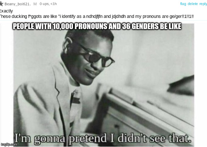 lol boi wa- | PEOPLE WITH 10,000 PRONOUNS AND 36 GENDERS BE LIKE | image tagged in im gonna pretend i didnt see that | made w/ Imgflip meme maker