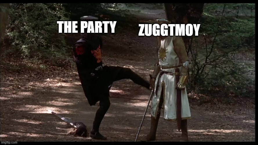 dnd meme | THE PARTY; ZUGGTMOY | image tagged in dnd | made w/ Imgflip meme maker