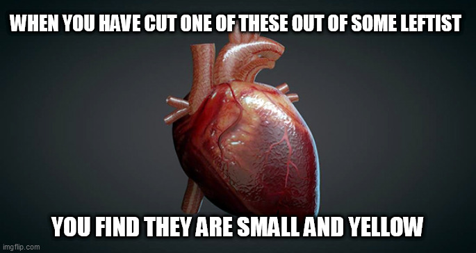 cut up | WHEN YOU HAVE CUT ONE OF THESE OUT OF SOME LEFTIST; YOU FIND THEY ARE SMALL AND YELLOW | image tagged in cut up | made w/ Imgflip meme maker