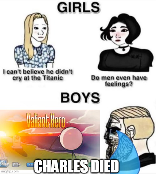 Do men even have feelings | CHARLES DIED | image tagged in do men even have feelings,rip charles | made w/ Imgflip meme maker