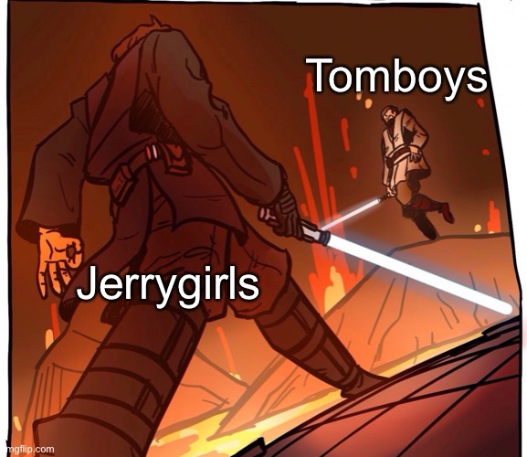 Battle of the century | Tomboys; Jerrygirls | image tagged in star wars jojo s walk short version | made w/ Imgflip meme maker