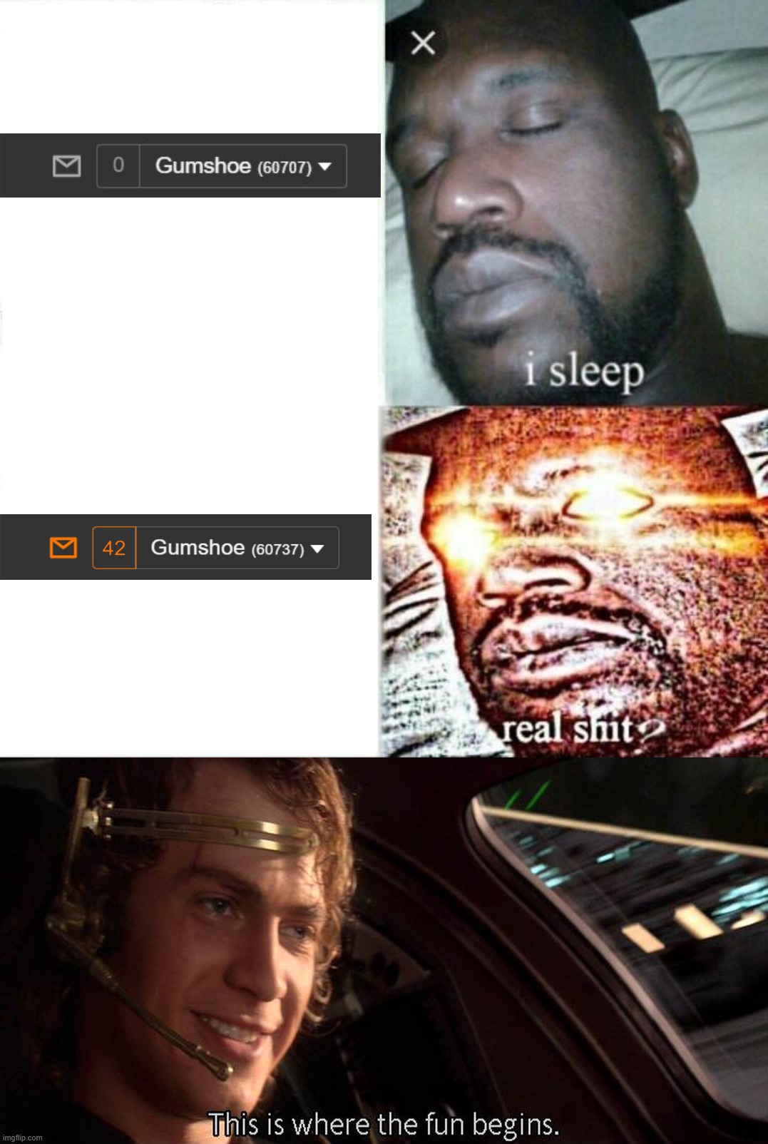 What it's like leaving just five comments on ImgFlip before bed. | image tagged in memes,sleeping shaq,this is where the fun begins,imgflip,comments | made w/ Imgflip meme maker