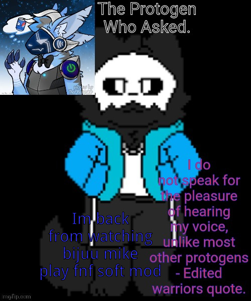 Protogen template | Im back from watching bijuu mike play fnf soft mod | image tagged in protogen template | made w/ Imgflip meme maker