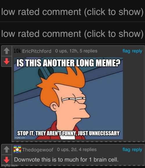 Oh God one low rated comment was bad enough but this who did this who in the world did this | image tagged in low rated comment dark mode version | made w/ Imgflip meme maker