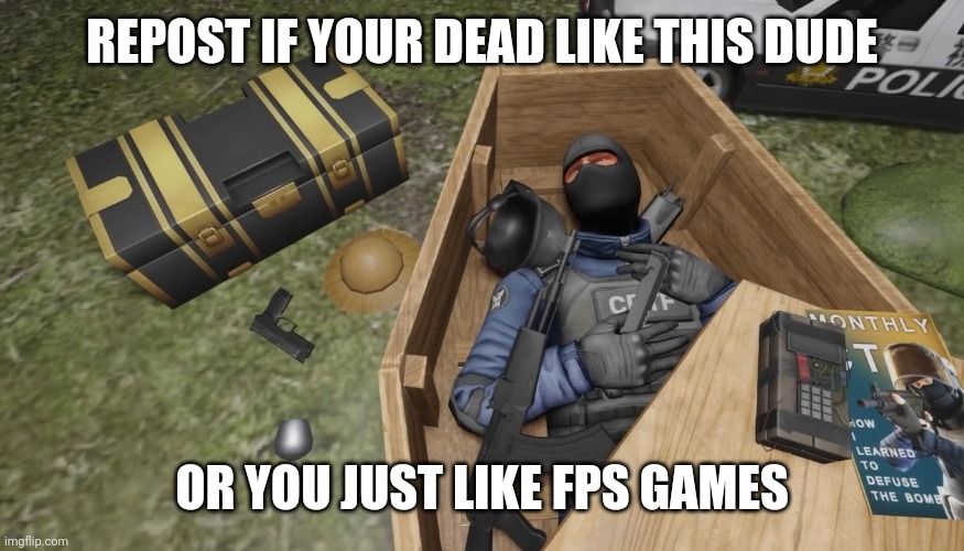 idk | REPOST IF YOUR DEAD LIKE THIS DUDE; OR YOU JUST LIKE FPS GAMES | image tagged in dead | made w/ Imgflip meme maker