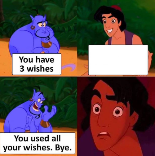 You used all your wishes Blank Meme Template