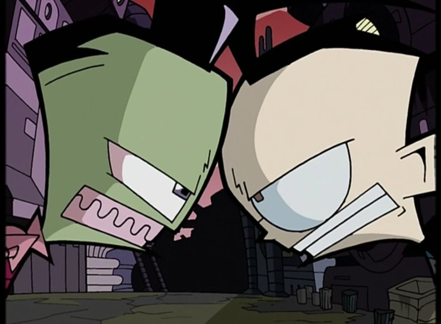 High Quality Zim And Dib Glaring At Each Other Blank Meme Template