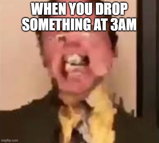 Dwight Screaming | WHEN YOU DROP SOMETHING AT 3AM | image tagged in dwight screaming | made w/ Imgflip meme maker