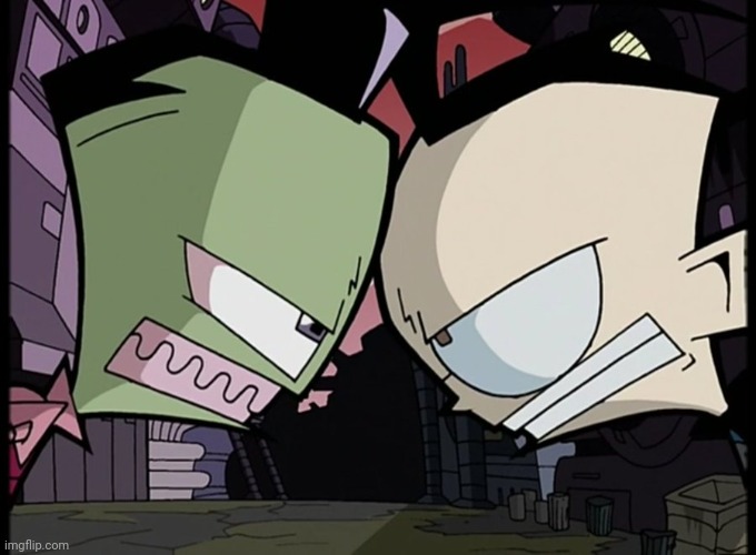 I made a new template for a new invader zim meme | image tagged in zim and dib glaring at each other | made w/ Imgflip meme maker