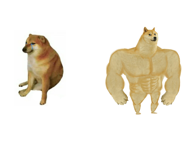 Cheems vs Buff Doge Blank Meme Template