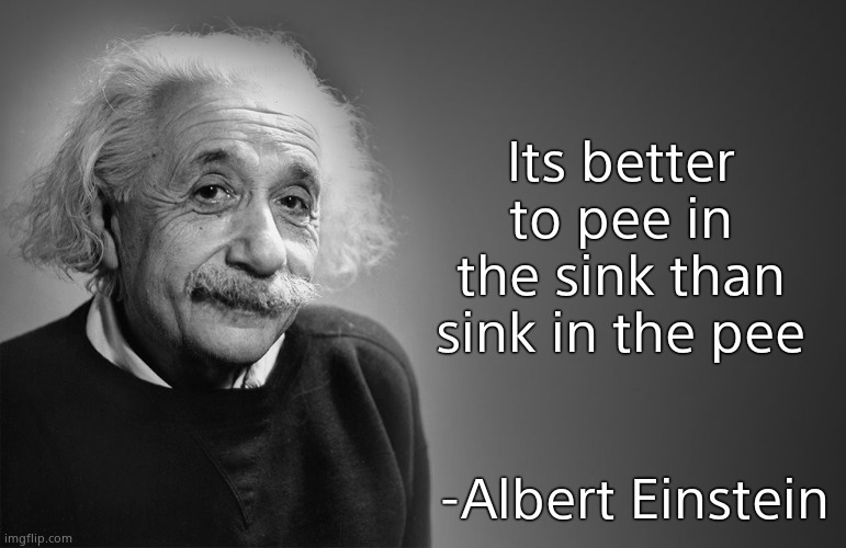 albert einstein quotes | Its better to pee in the sink than sink in the pee; -Albert Einstein | image tagged in albert einstein quotes | made w/ Imgflip meme maker