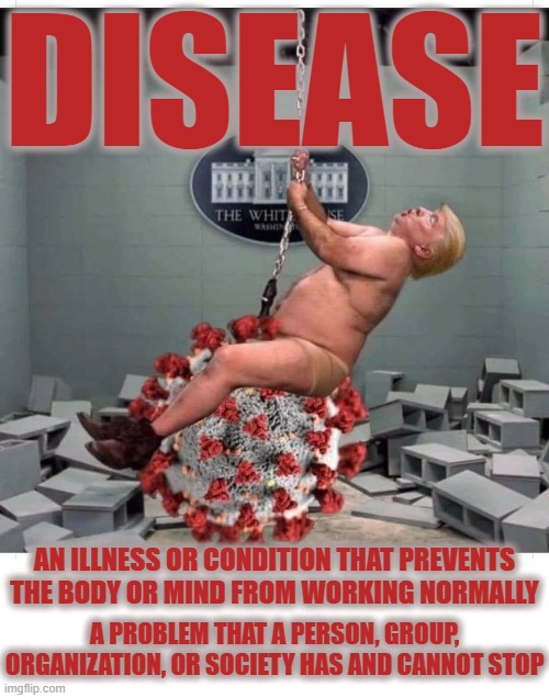 DISEASE | AN ILLNESS OR CONDITION THAT PREVENTS THE BODY OR MIND FROM WORKING NORMALLY; A PROBLEM THAT A PERSON, GROUP, ORGANIZATION, OR SOCIETY HAS AND CANNOT STOP | image tagged in disease,illness,condition,sick,problem,virus | made w/ Imgflip meme maker