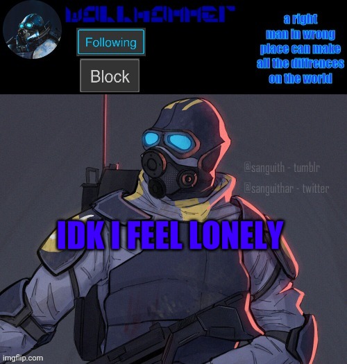 wallhammer | IDK I FEEL LONELY | image tagged in wallhammer | made w/ Imgflip meme maker