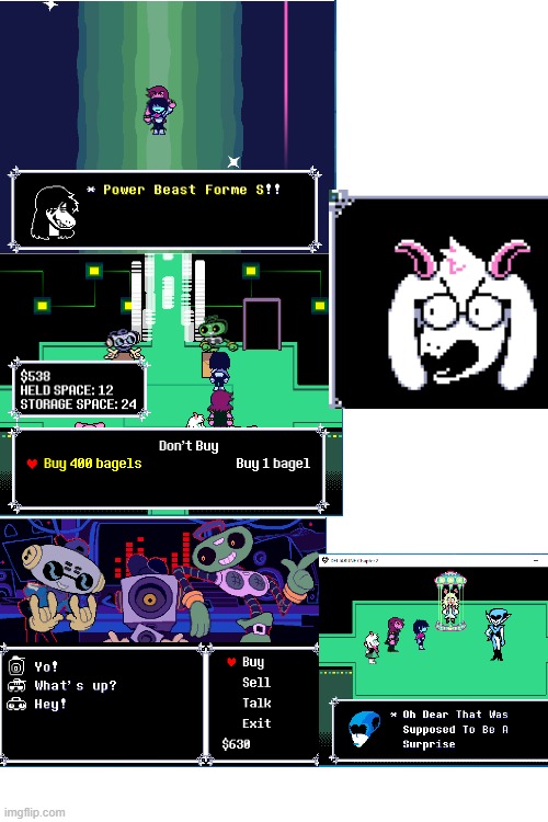 Screenshots from Deltarune Chapter 2 for those who haven't played yet. | image tagged in blank white template | made w/ Imgflip meme maker