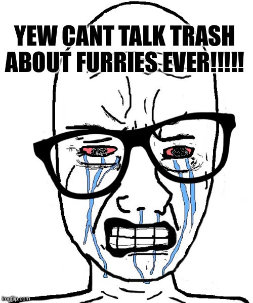 Wojak Crying | YEW CANT TALK TRASH ABOUT FURRIES EVER!!!!! | image tagged in wojak crying | made w/ Imgflip meme maker