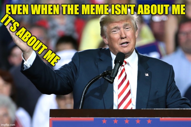 Trump hand | EVEN WHEN THE MEME ISN’T ABOUT ME IT’S ABOUT ME | image tagged in trump hand | made w/ Imgflip meme maker