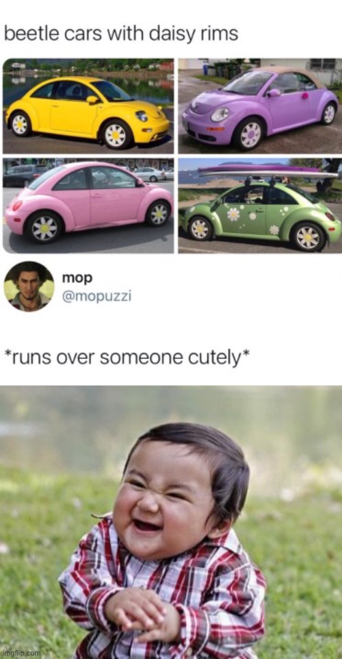 someone’s gonna get hurt by some flowers | image tagged in memes,evil toddler,dark humor,funny,cars | made w/ Imgflip meme maker