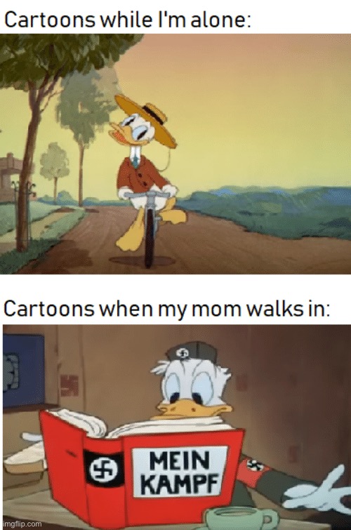 image tagged in donald duck,cartoons,mein kampf | made w/ Imgflip meme maker