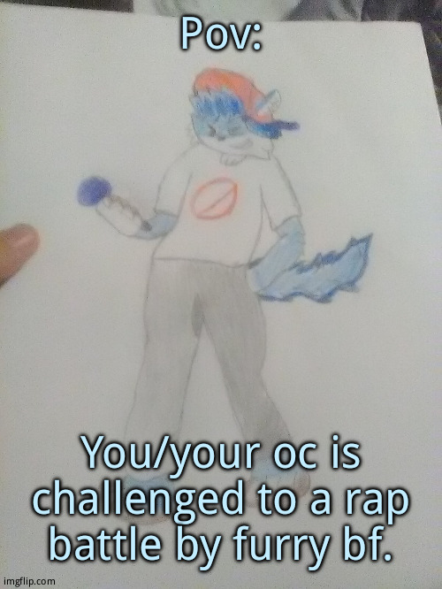 Idk i drew this and wanted to make use of him | Pov:; You/your oc is challenged to a rap battle by furry bf. | image tagged in furry night funkin | made w/ Imgflip meme maker