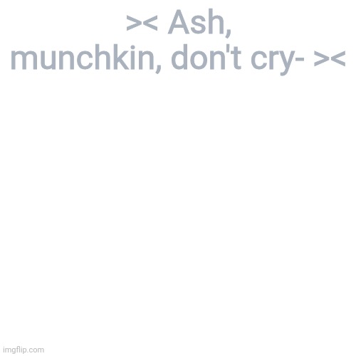 Blank Transparent Square | >< Ash, munchkin, don't cry- >< | image tagged in memes,blank transparent square | made w/ Imgflip meme maker
