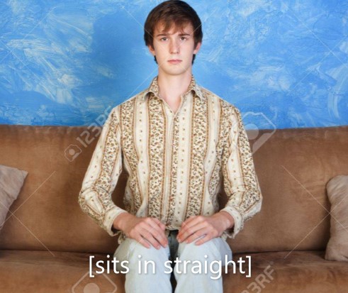 High Quality sits in straight Blank Meme Template