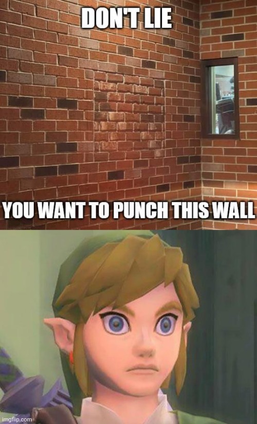 MUST PUNCH WALL | image tagged in zelda,the legend of zelda,link | made w/ Imgflip meme maker