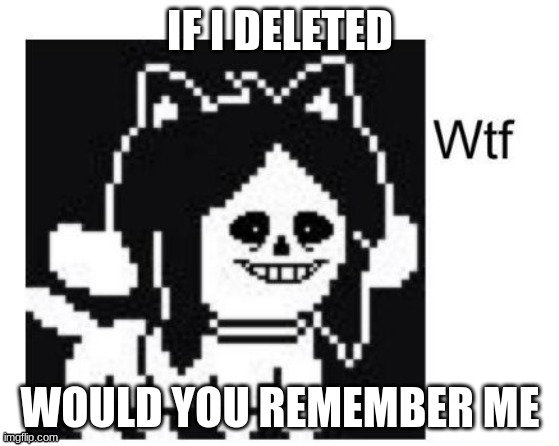 e | IF I DELETED; WOULD YOU REMEMBER ME | image tagged in im guessing alot of i dont even know who you are | made w/ Imgflip meme maker