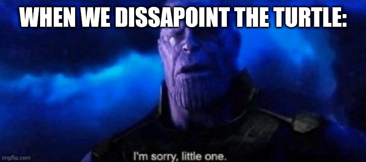 Im sorry little one | WHEN WE DISSAPOINT THE TURTLE: | image tagged in im sorry little one | made w/ Imgflip meme maker