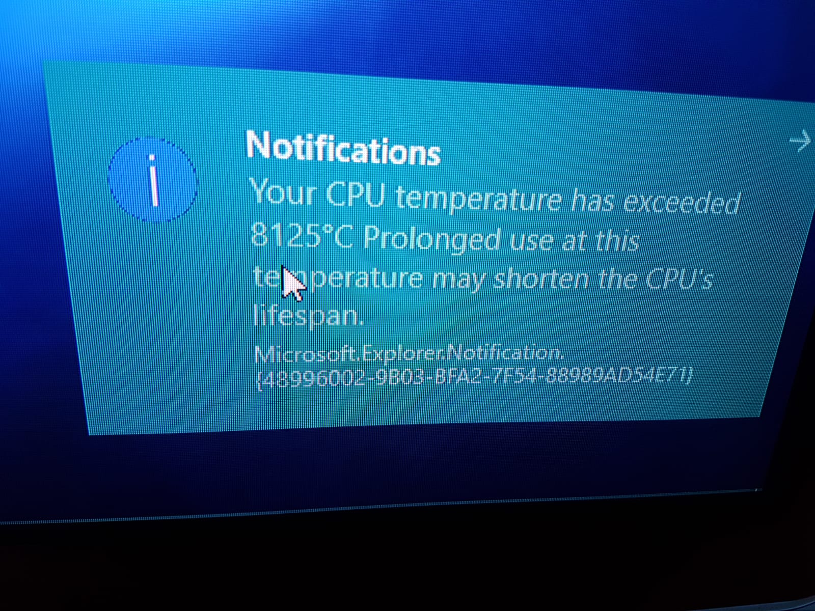 High Quality Your CPU temperature has exceeded 8125 Blank Meme Template
