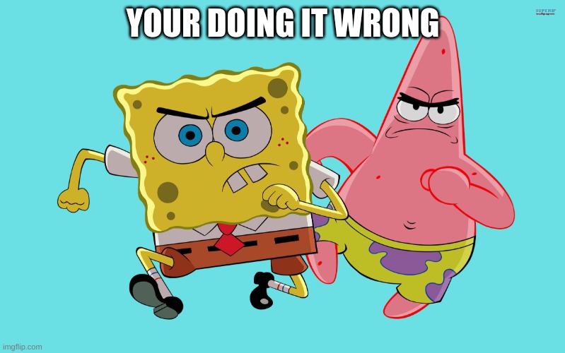 Spongebob and Patrick | YOUR DOING IT WRONG | image tagged in spongebob and patrick | made w/ Imgflip meme maker