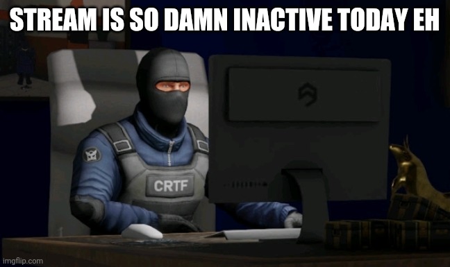 counter-terrorist looking at the computer | STREAM IS SO DAMN INACTIVE TODAY EH | image tagged in computer | made w/ Imgflip meme maker