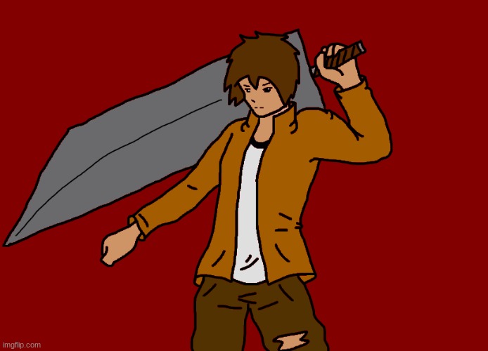 This Also took me a while- but I drew Tyler as well :3 (yes- I know- his sword is HUGE!!!) | image tagged in tyler | made w/ Imgflip meme maker