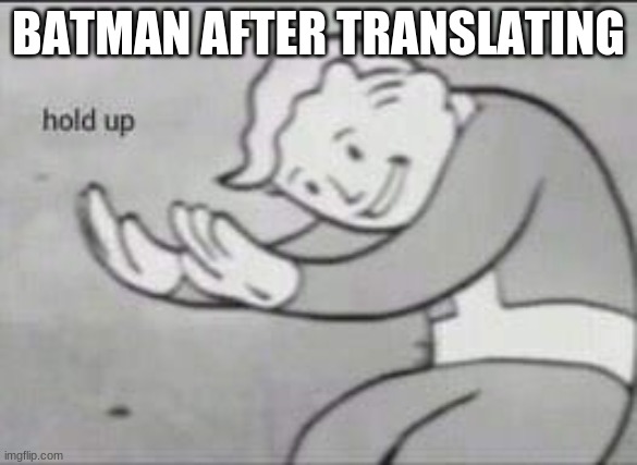 Fallout Hold Up | BATMAN AFTER TRANSLATING | image tagged in fallout hold up | made w/ Imgflip meme maker