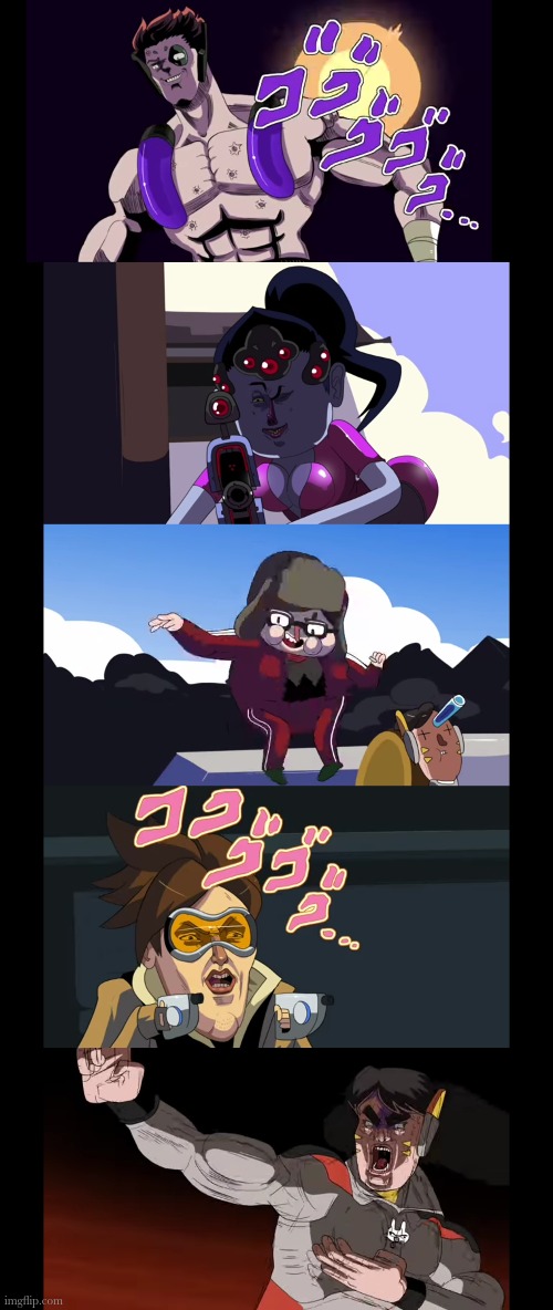 Screenshots from the animator Dopatwo's videos on youtube | image tagged in overwatch,tracer | made w/ Imgflip meme maker