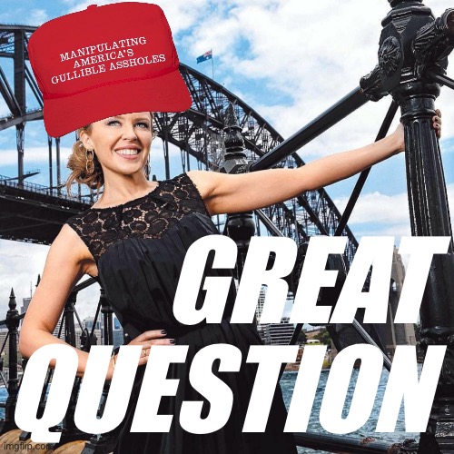 MAGA Kylie Sydney Bridge | GREAT QUESTION | image tagged in maga kylie sydney bridge | made w/ Imgflip meme maker