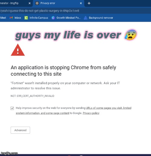 ifunny ISN'T WORKING TwT | guys my life is over 😰 | made w/ Imgflip meme maker