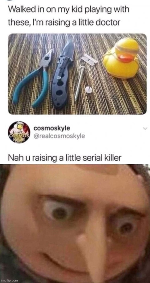 i mean, the needle just can’t be good, can it? | image tagged in gru meme,funny,dark humor,doctor,serial killer | made w/ Imgflip meme maker