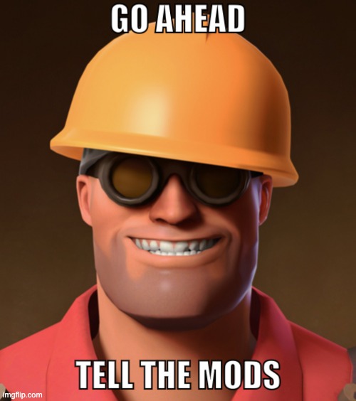 Go ahead, tell the mods. | image tagged in go ahead tell the mods | made w/ Imgflip meme maker